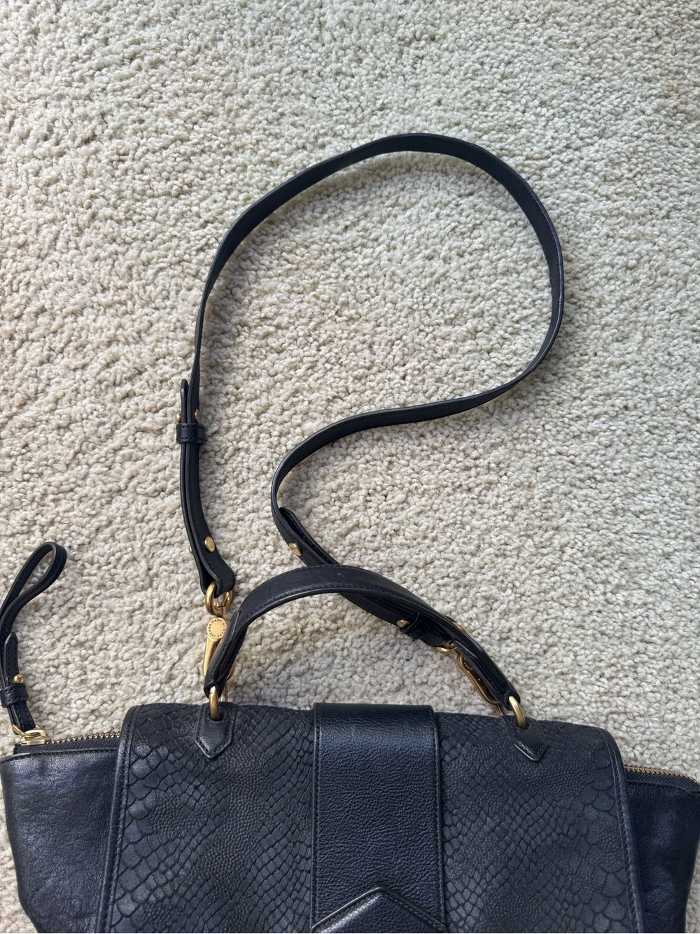 Marc By Marc Jacobs Black Textured Flap Top-Handle Satchel - Picture 3 of 11